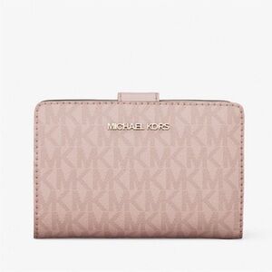 MICHAEL KORS Jet Set Travel Signature Medium Bifold Wallet Powder Blush